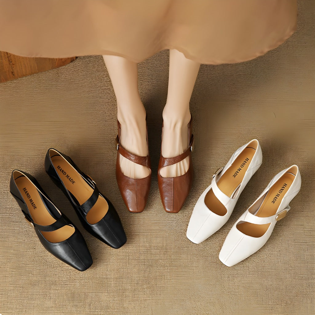 Quera | Mary Jane in vera pelle con morsetto