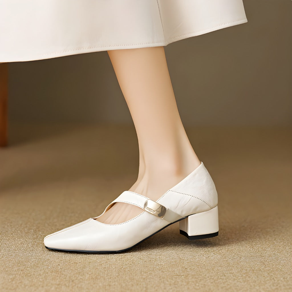 Quera | Mary Jane in vera pelle con morsetto