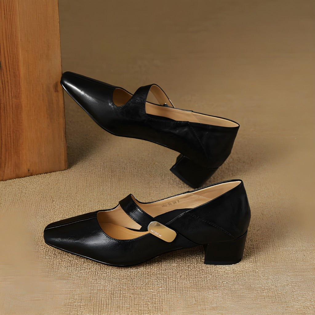 Quera | Mary Jane in vera pelle con morsetto