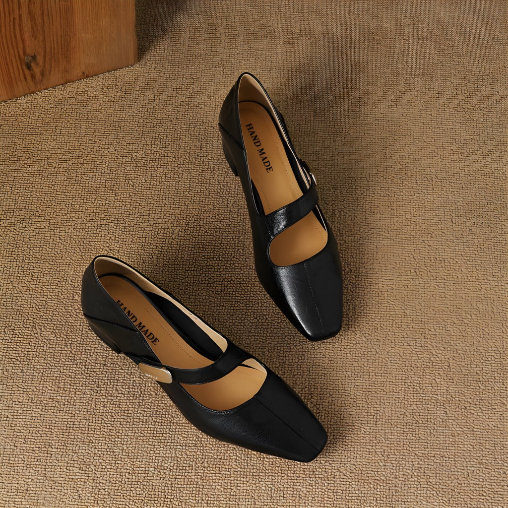 Quera | Mary Jane in vera pelle con morsetto
