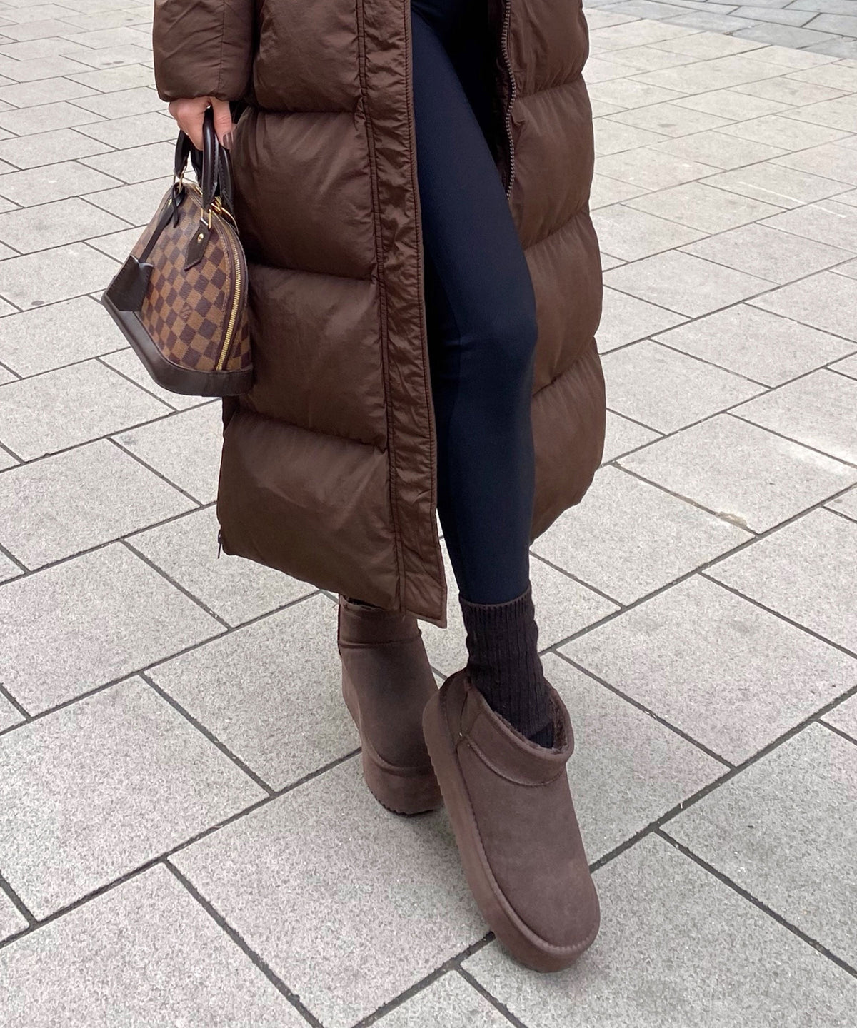 Nina | Stivaletti con plateau foderati marrone scuro