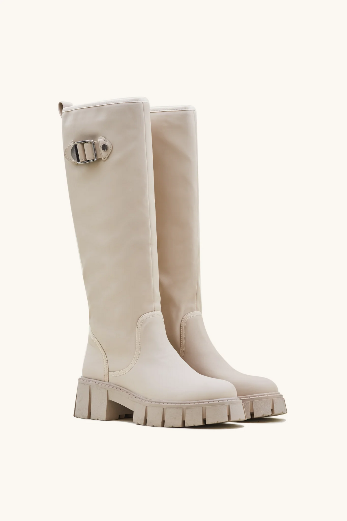 Stivali da pioggia beige con suola carrarmato