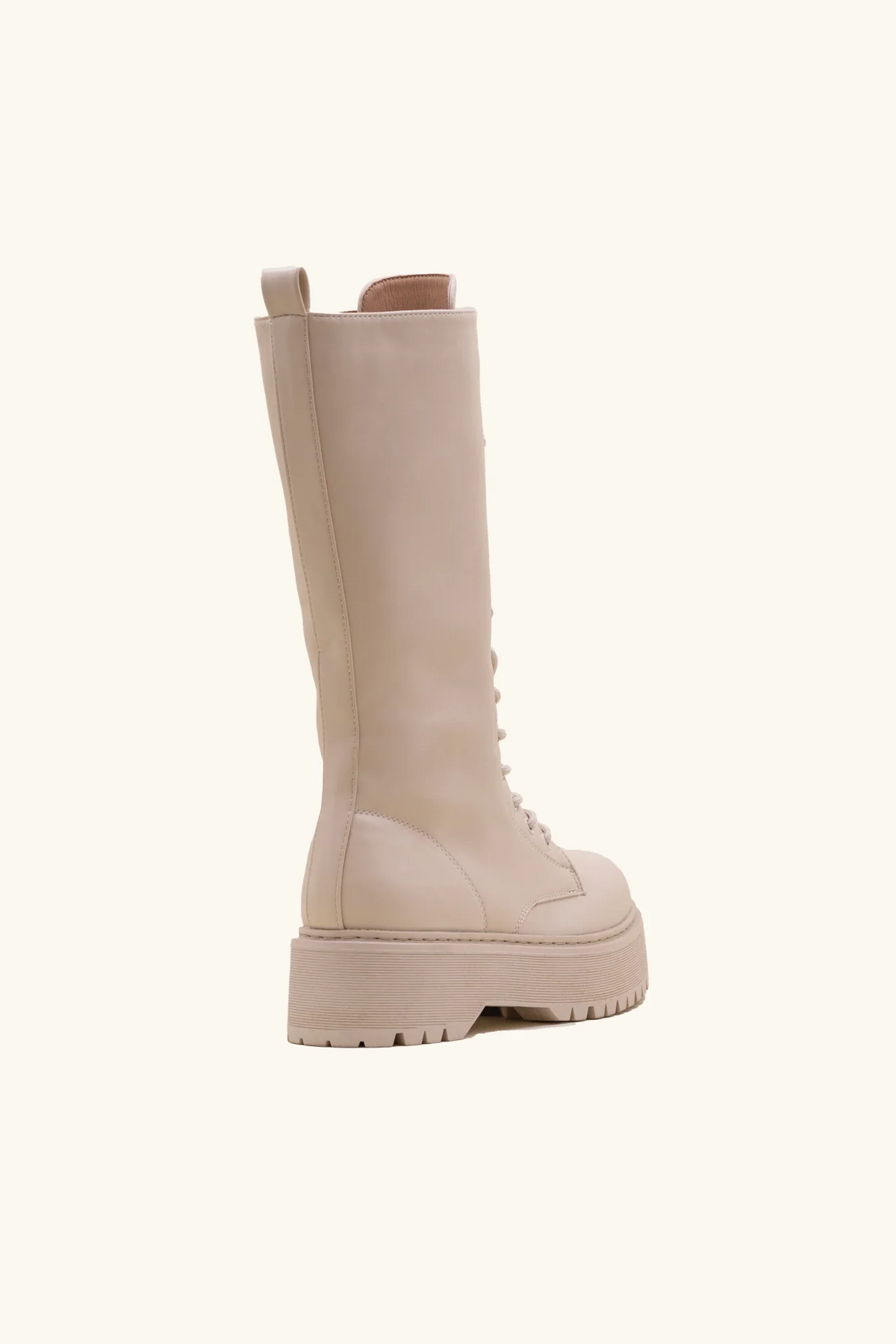 Stivali anfibi beige con plateau