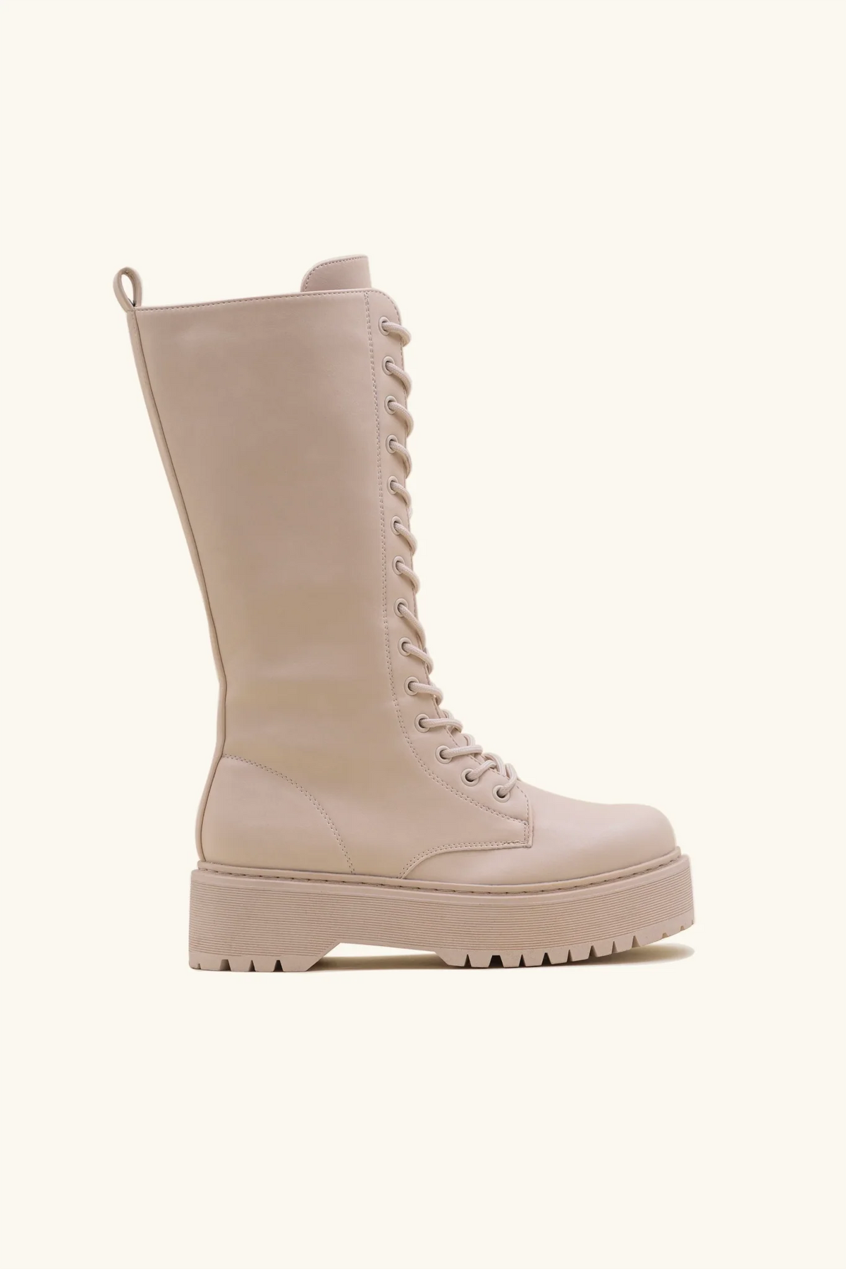 Stivali anfibi beige con plateau