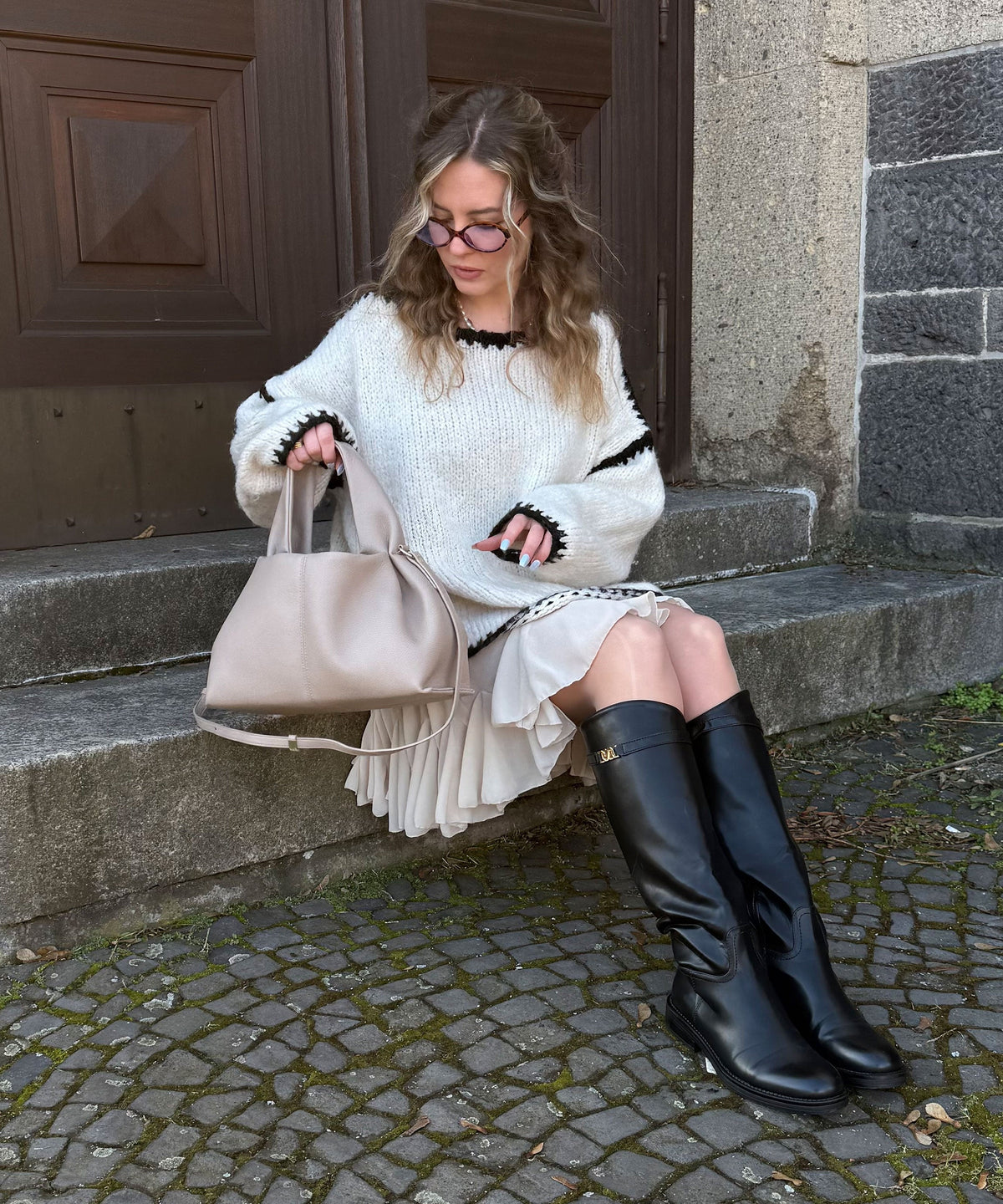 Lolia | Stivali a gambale largo neri