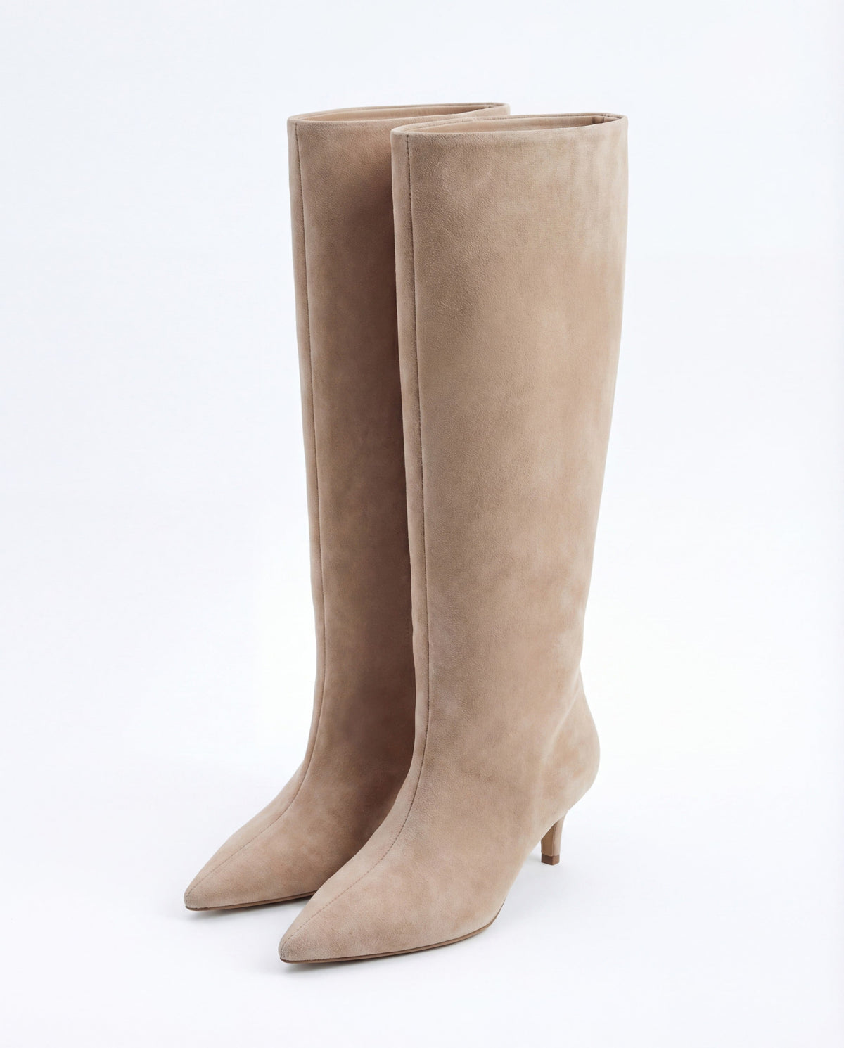 Stivali alti al ginocchio Mona in camoscio - Beige