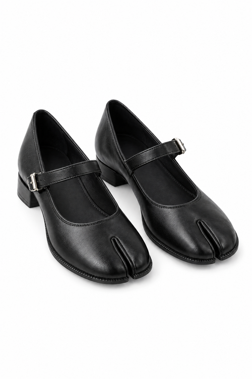 Ballerine tabi Mary Jane nere - paio vista tre quarti