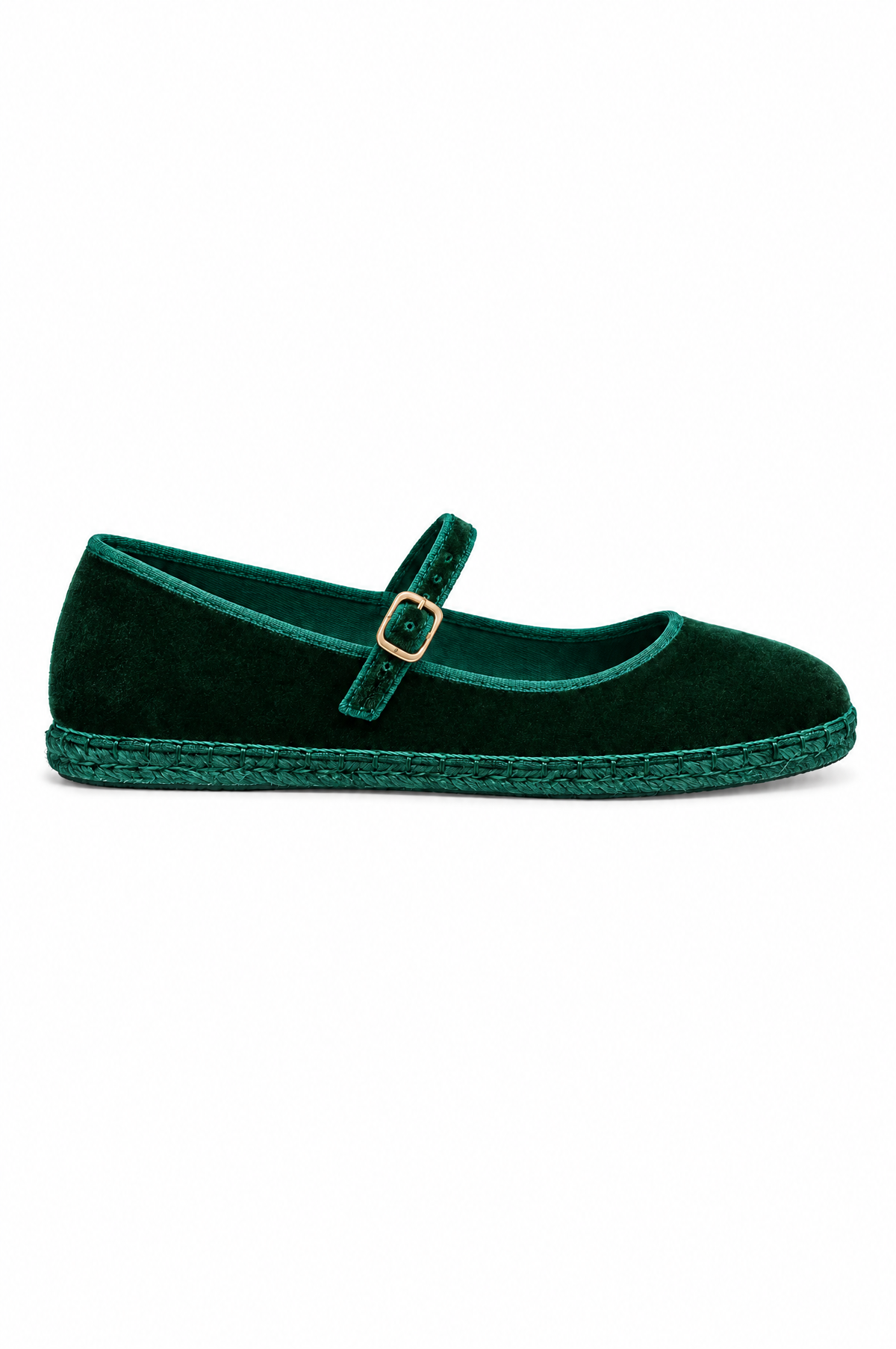 Ballerina in velluto verde - profilo laterale