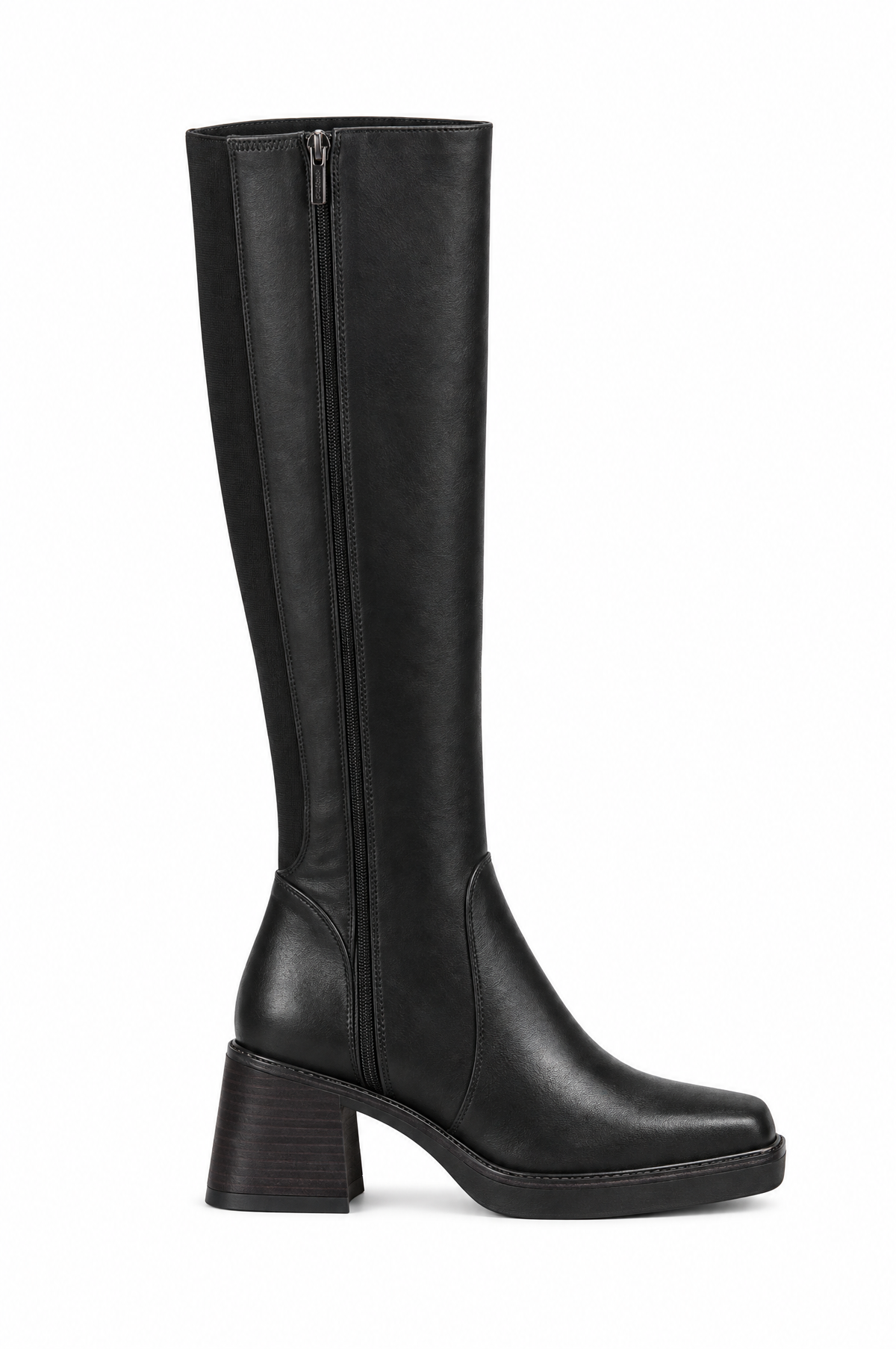 Stivale alto nero con zip laterale - profilo laterale
