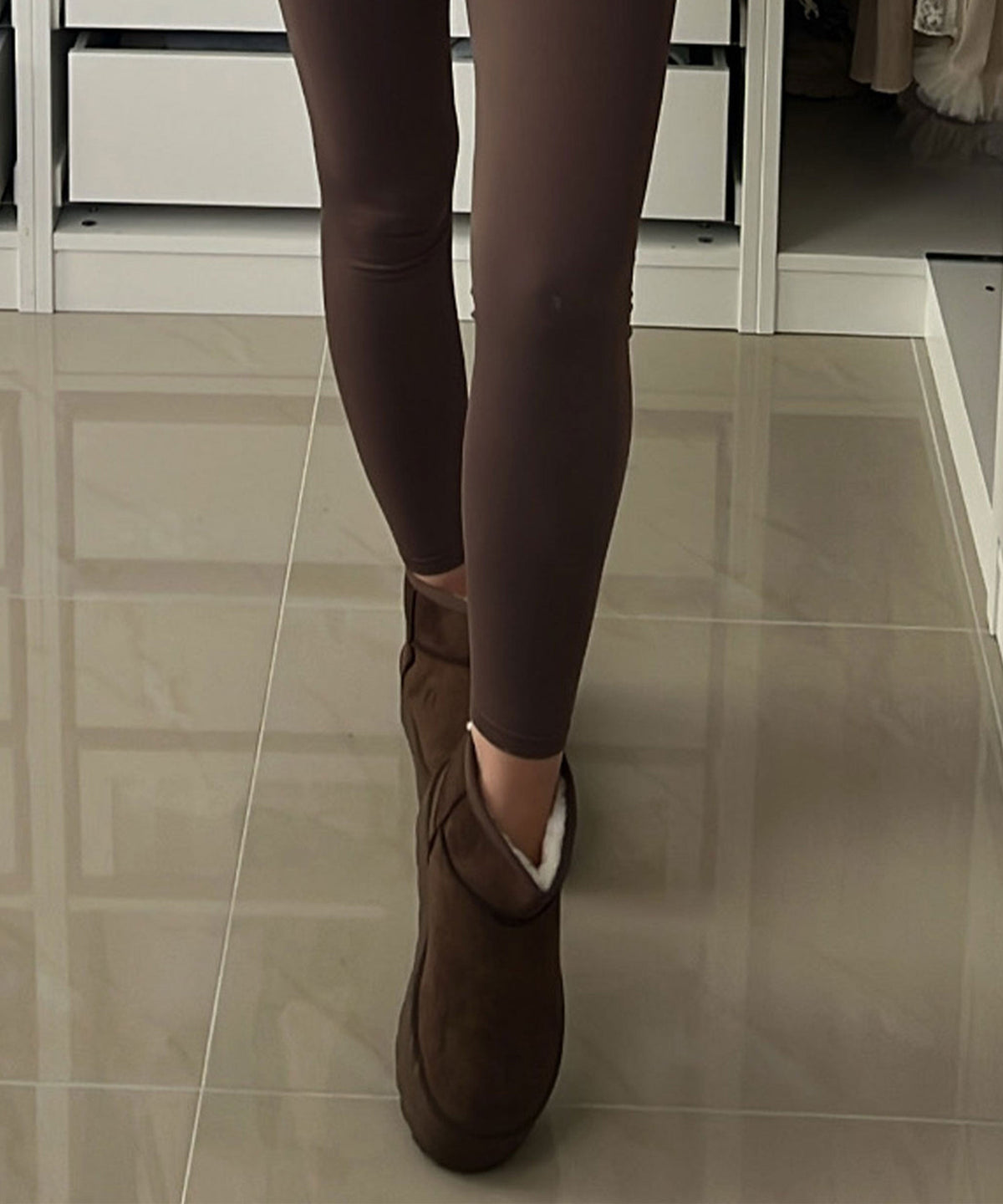 Nina | Stivaletti con plateau foderati marrone scuro