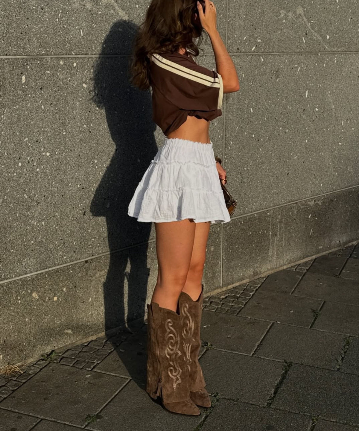 Lavinia | Stivali cowboy con zip marroni