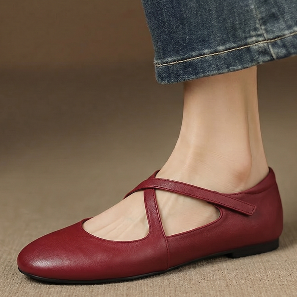 Zeor | Ballerine in vera pelle con fasce incrociate