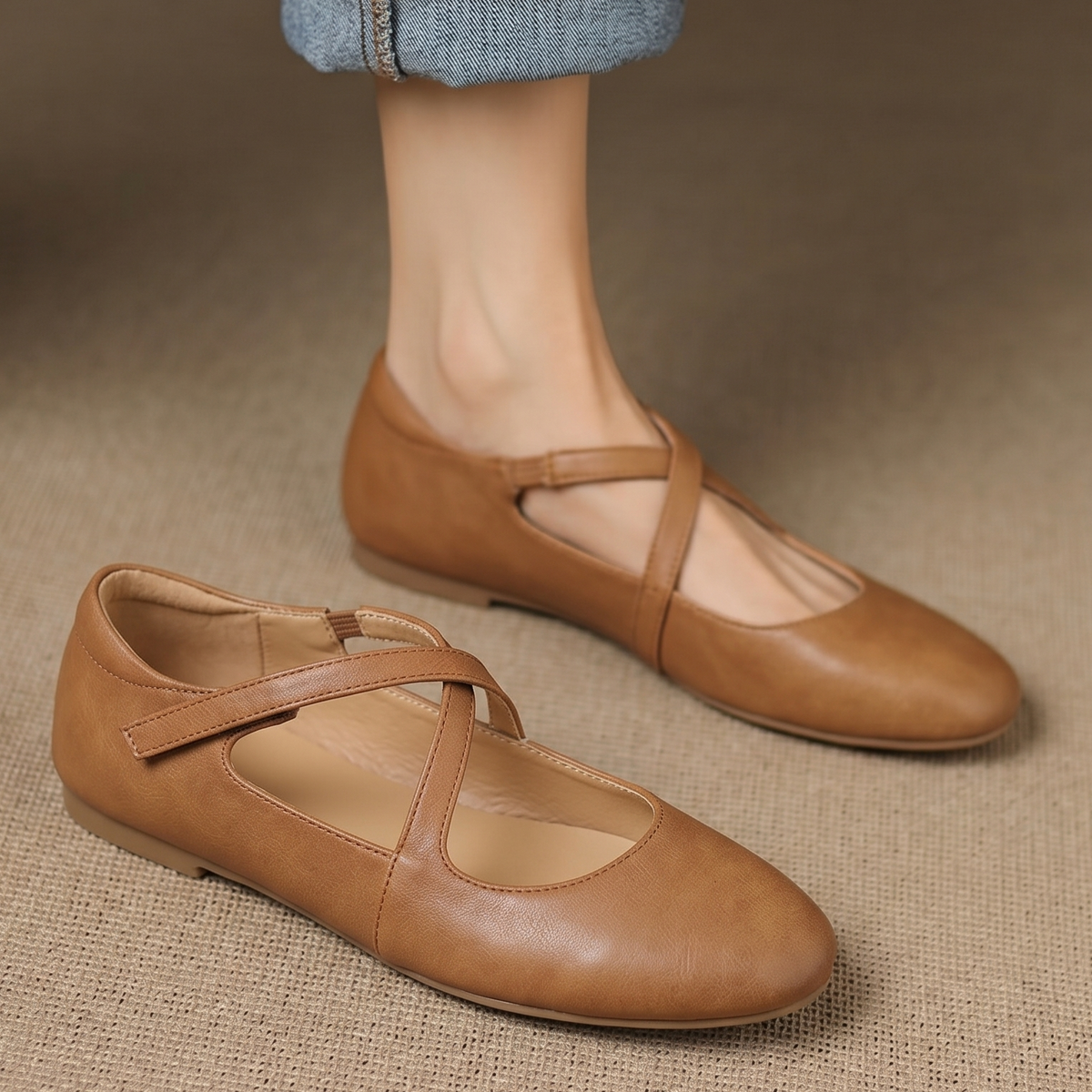 Zeor | Ballerine in vera pelle con fasce incrociate