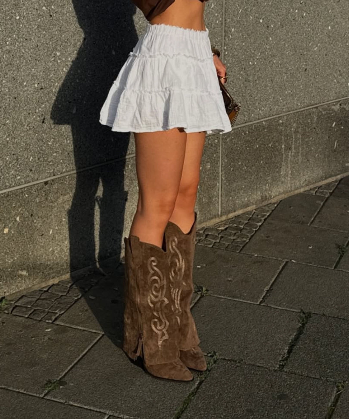 Lavinia | Stivali cowboy con zip marroni