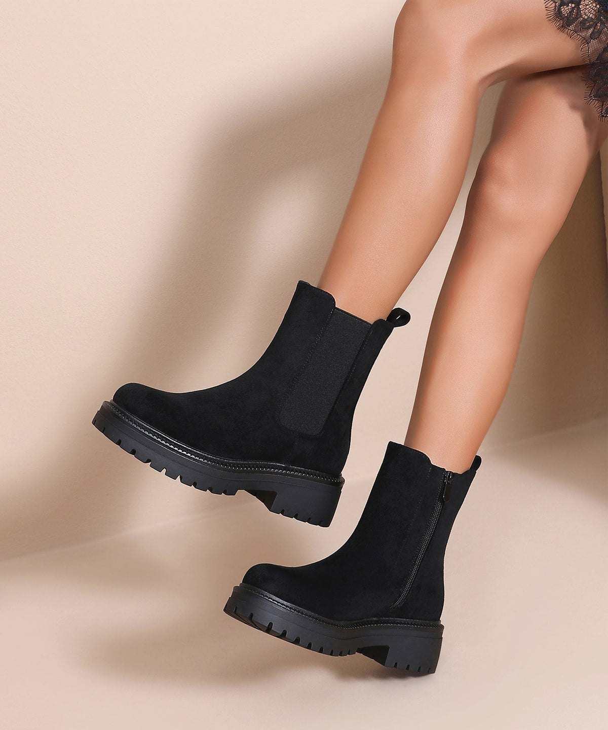 Lania | Chelsea boots effetto scamosciato neri