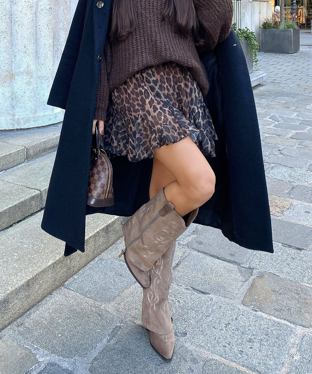 Lavinia | Stivali cowboy con zip marroni