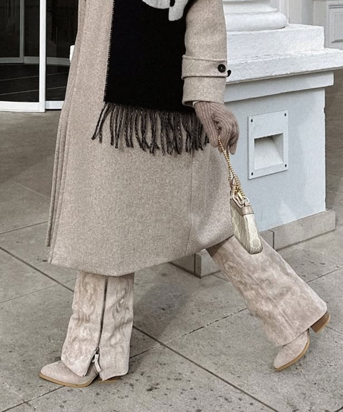 Lavinia | Stivali cowboy con zip beige