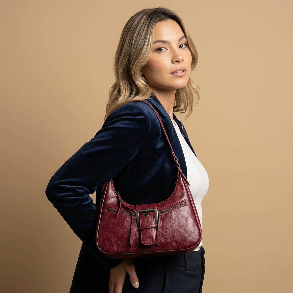 Bolso de Hombro con Detalle de Hebilla