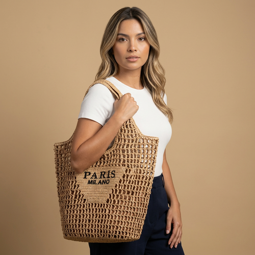 Bolsa Tote de Paja Tejida