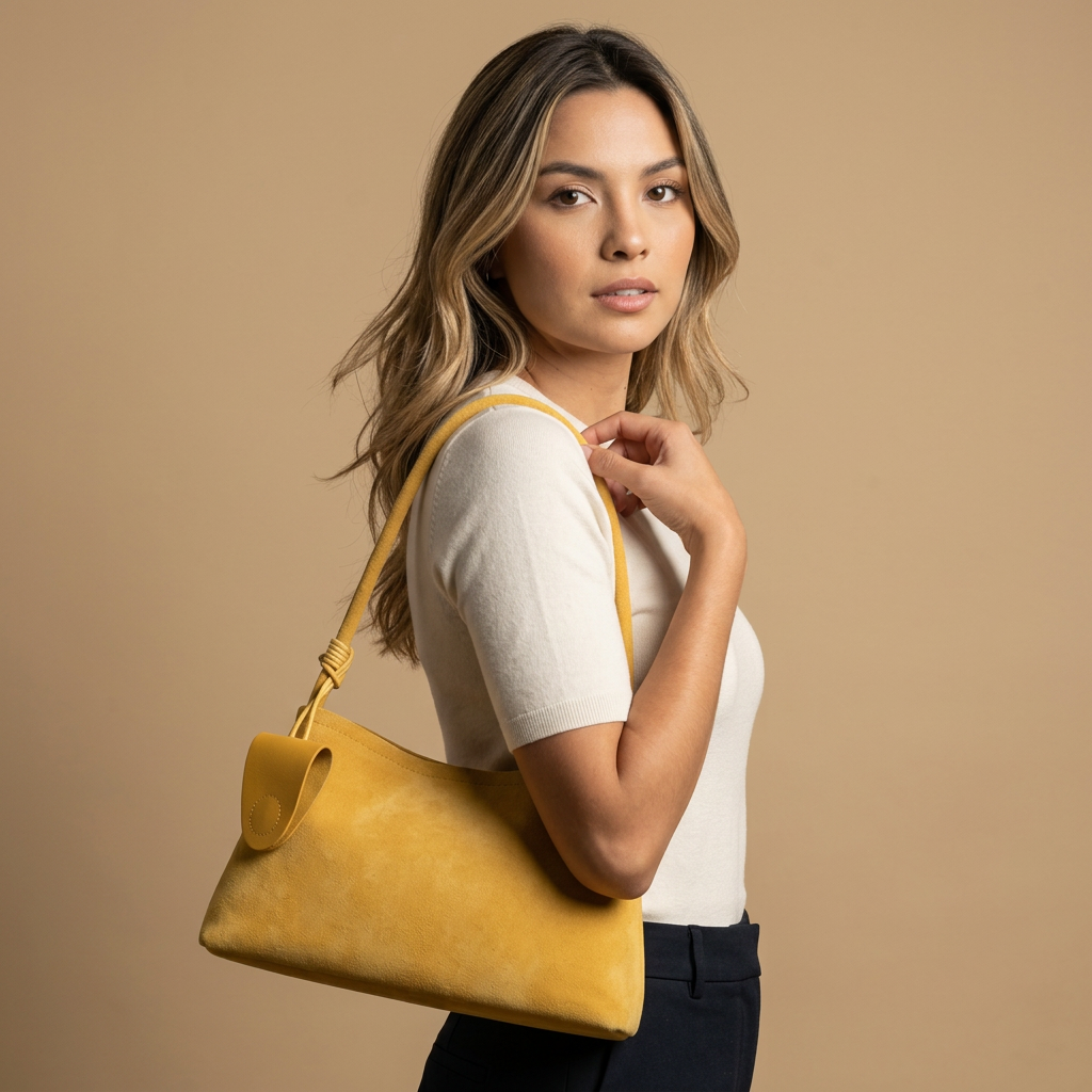 Bolso de Hombro de Ante para Mujeres Mini Bolso de Mano