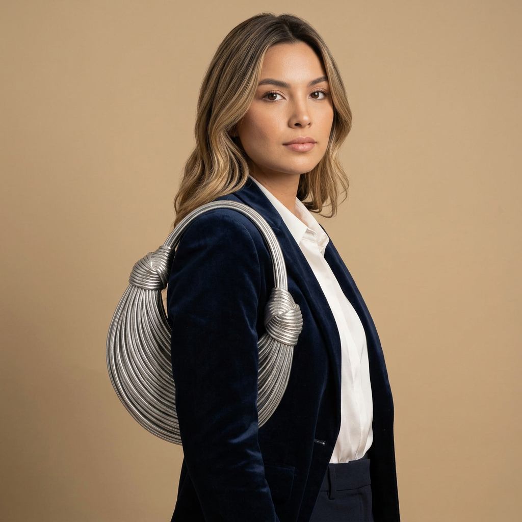 Bolso de Hombro con Accesorios Dorados