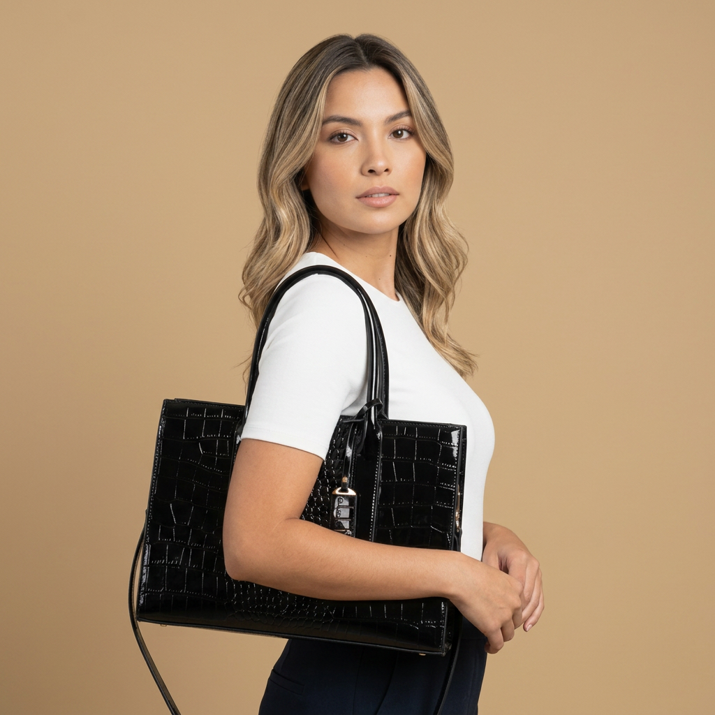 Bolso Tote con Acabado en Relieve de Cocodrilo