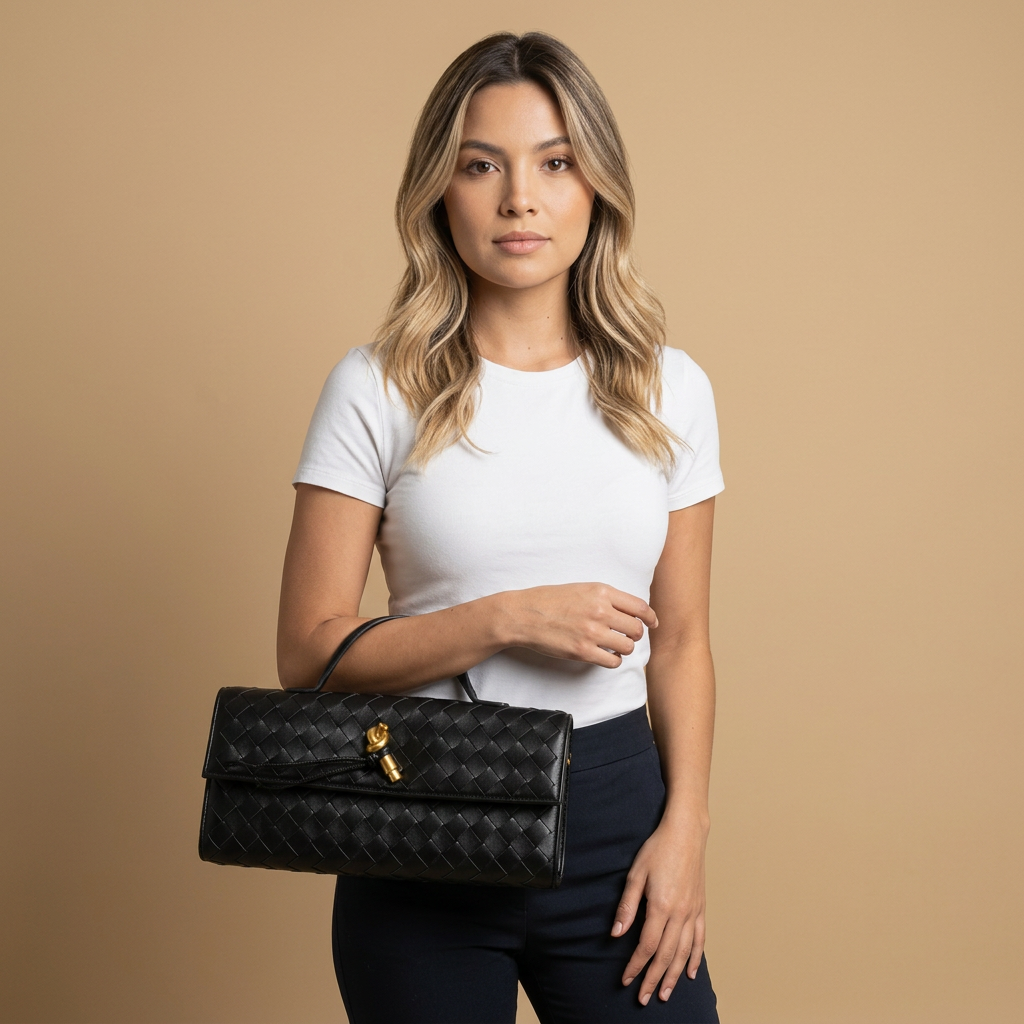 Bolso de Mano Cruzado de Cuero Trenzado