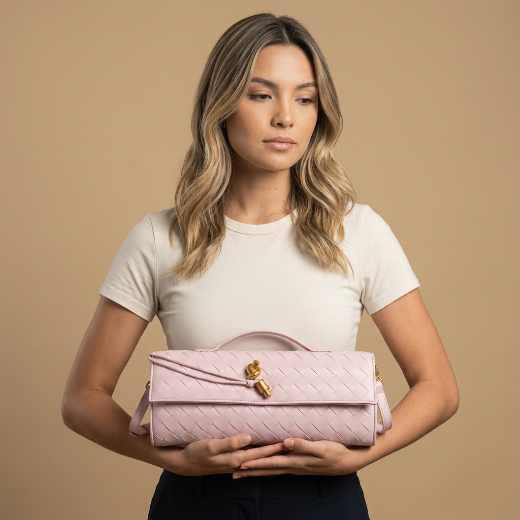 Bolso de Mano Cruzado de Cuero Trenzado