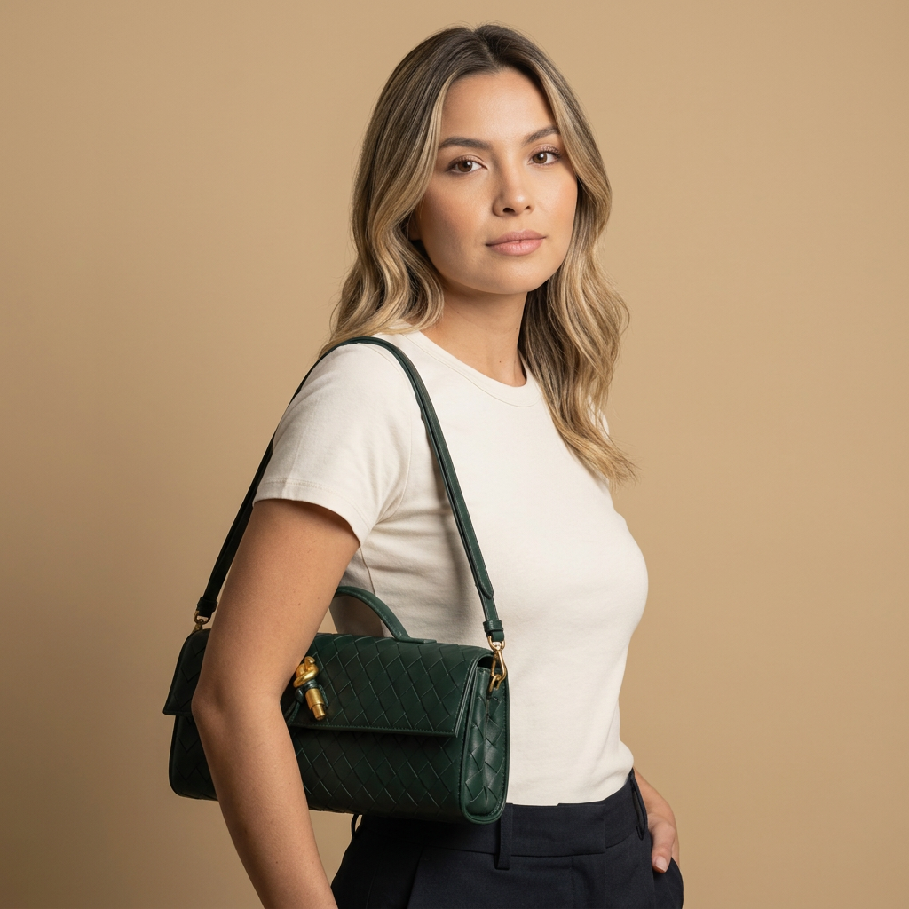 Bolso de Mano Cruzado de Cuero Trenzado