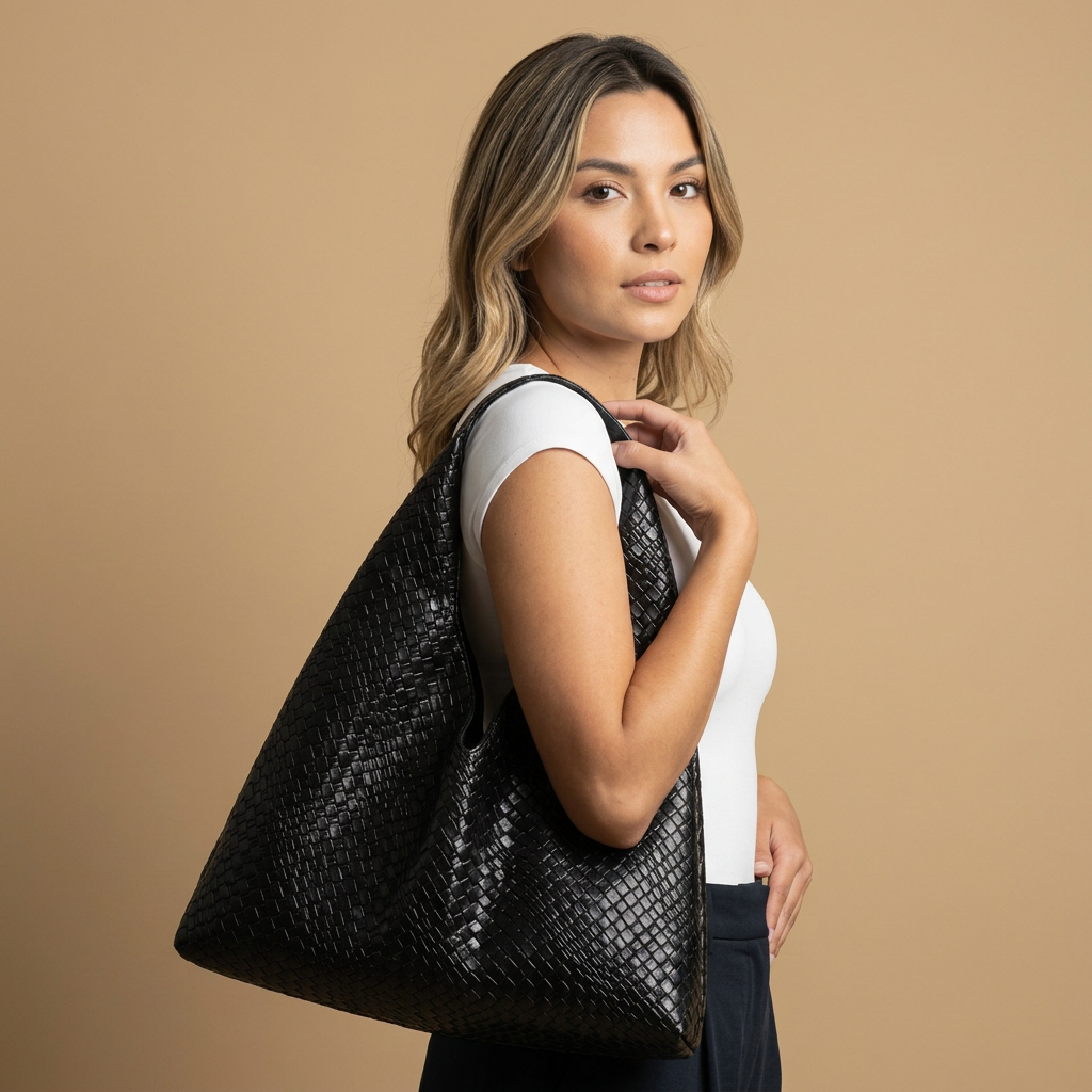 Bolsa Tote Tejida Silueta Retro