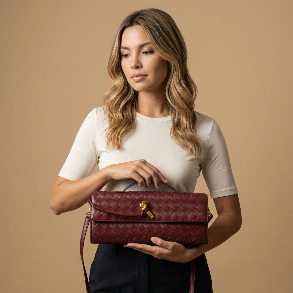 Bolso de Mano Cruzado de Cuero Trenzado