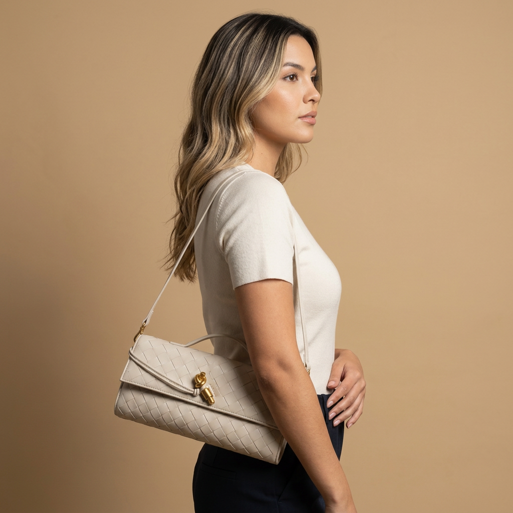 Bolso de Mano Cruzado de Cuero Trenzado