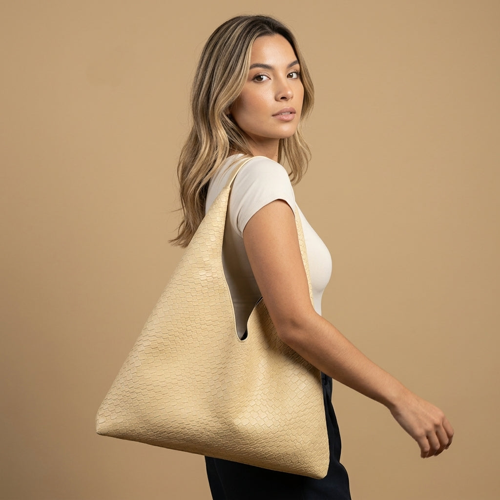 Bolsa Tote Tejida Silueta Retro