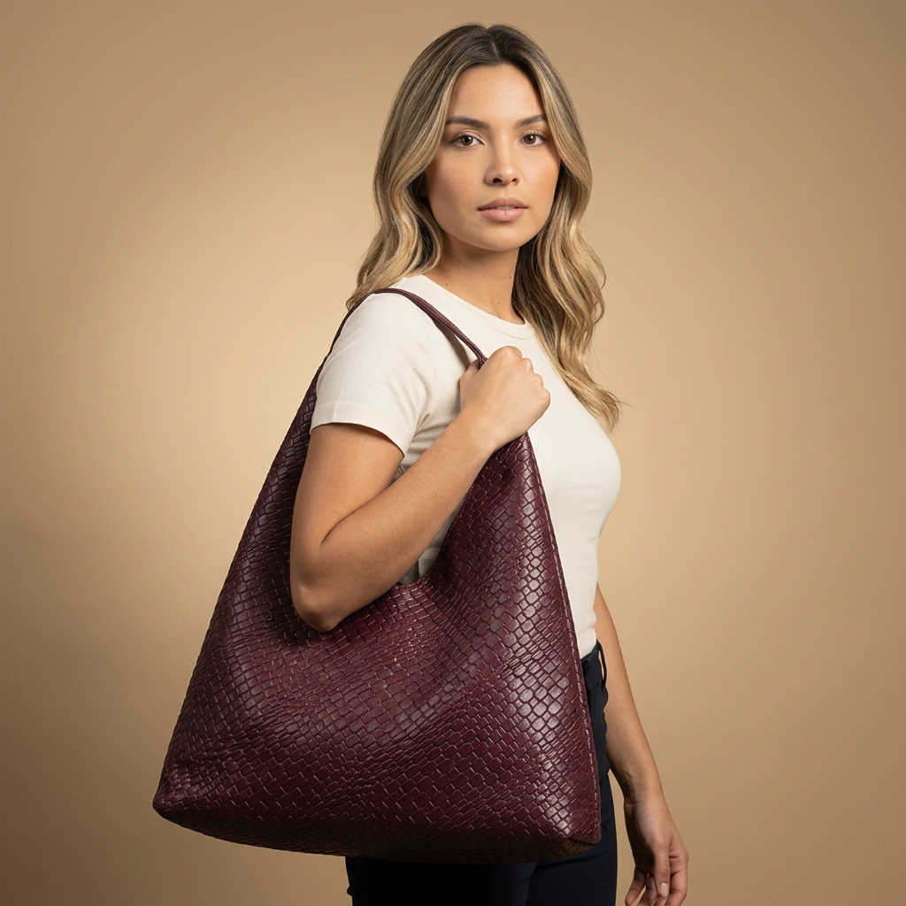 Bolsa Tote Tejida Silueta Retro