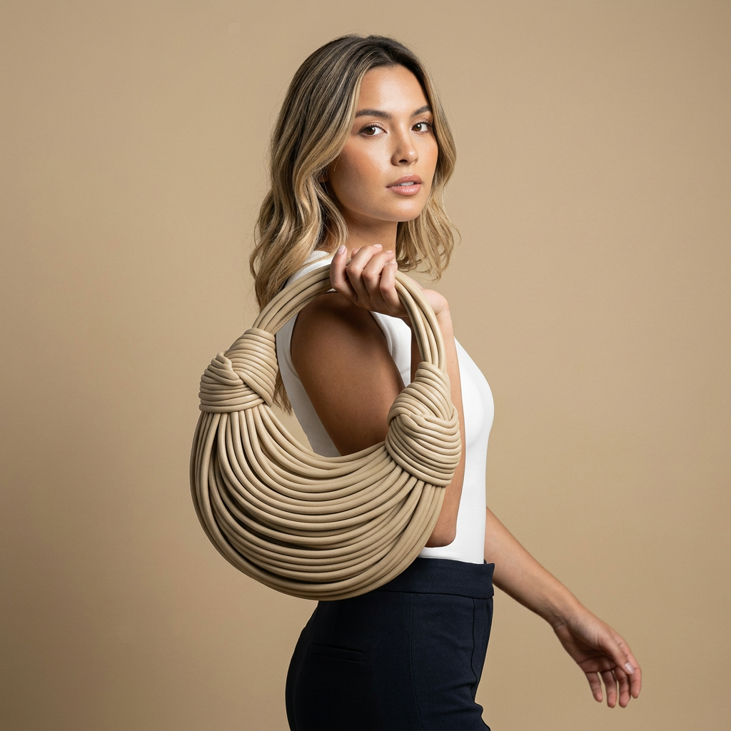 Bolso de Hombro con Accesorios Dorados