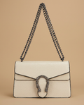 Bolso Cruzado con Solapa de Piel Grabada de Serpiente