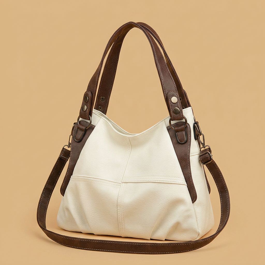 Bolso de Hombro con Costuras en Contraste