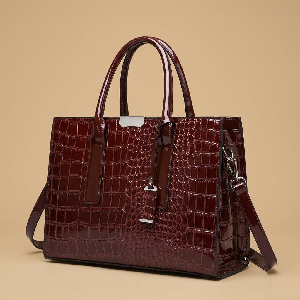 Bolso Tote con Acabado en Relieve de Cocodrilo