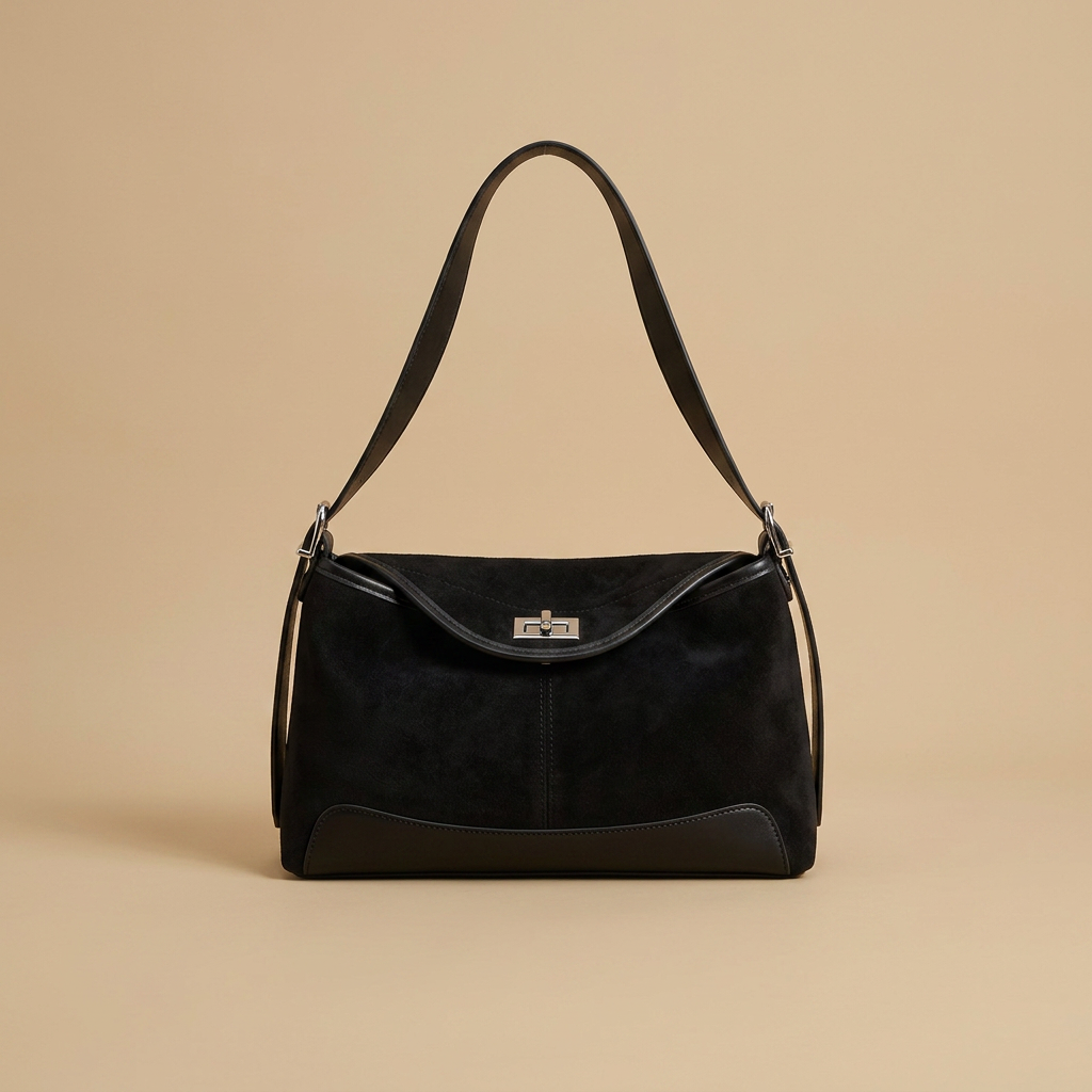 Bolso de Hombro con Panel Base en Contraste