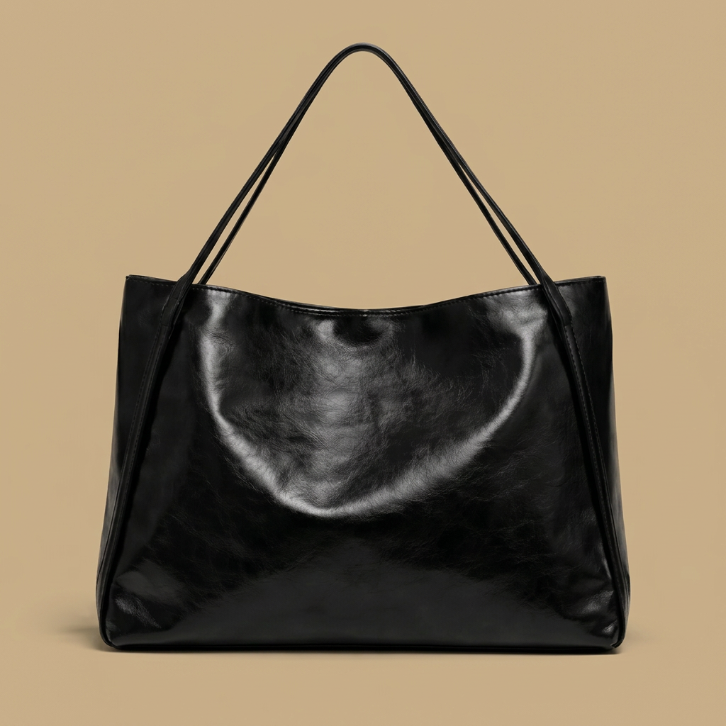 Bolso Tote Acogedor con Acabado Brillante