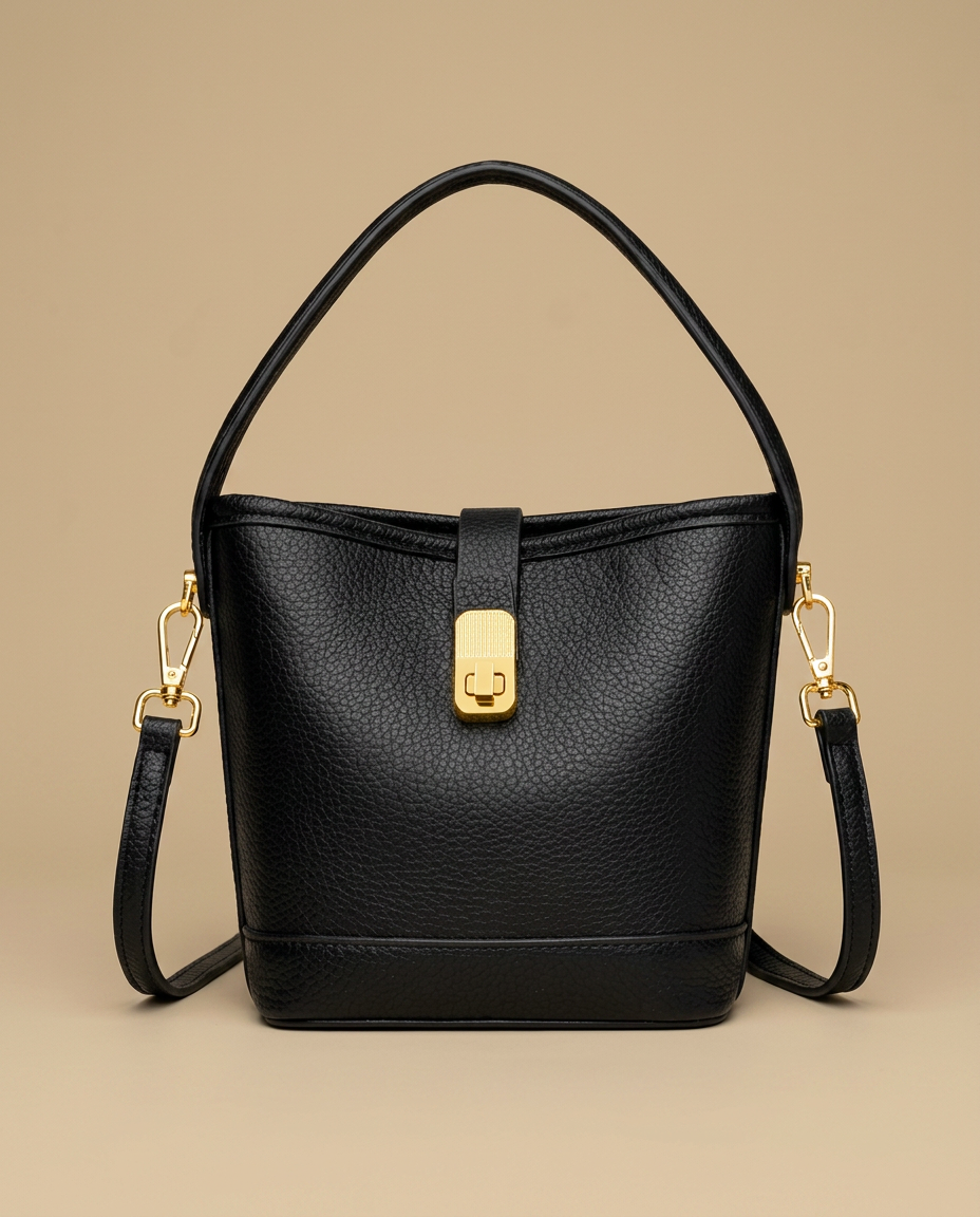 Bolso de Hombro con Cierre Dorado