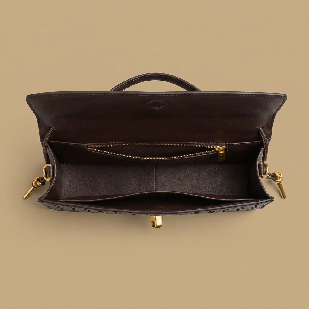 Bolso de Mano Cruzado de Cuero Trenzado
