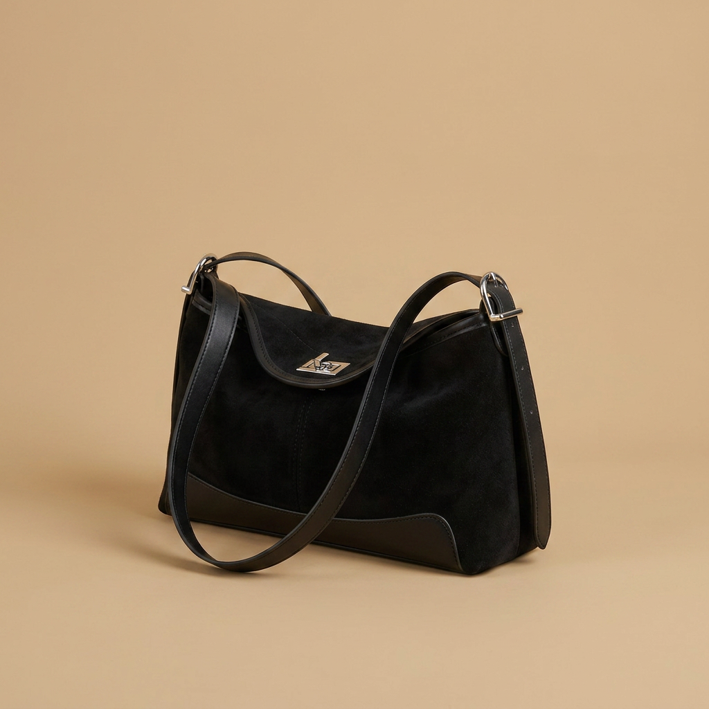 Bolso de Hombro con Panel Base en Contraste