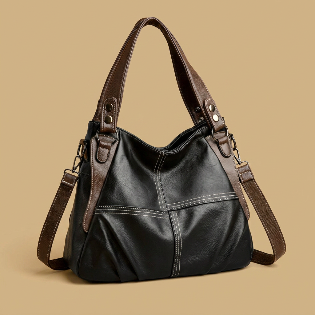 Bolso de Hombro con Costuras en Contraste