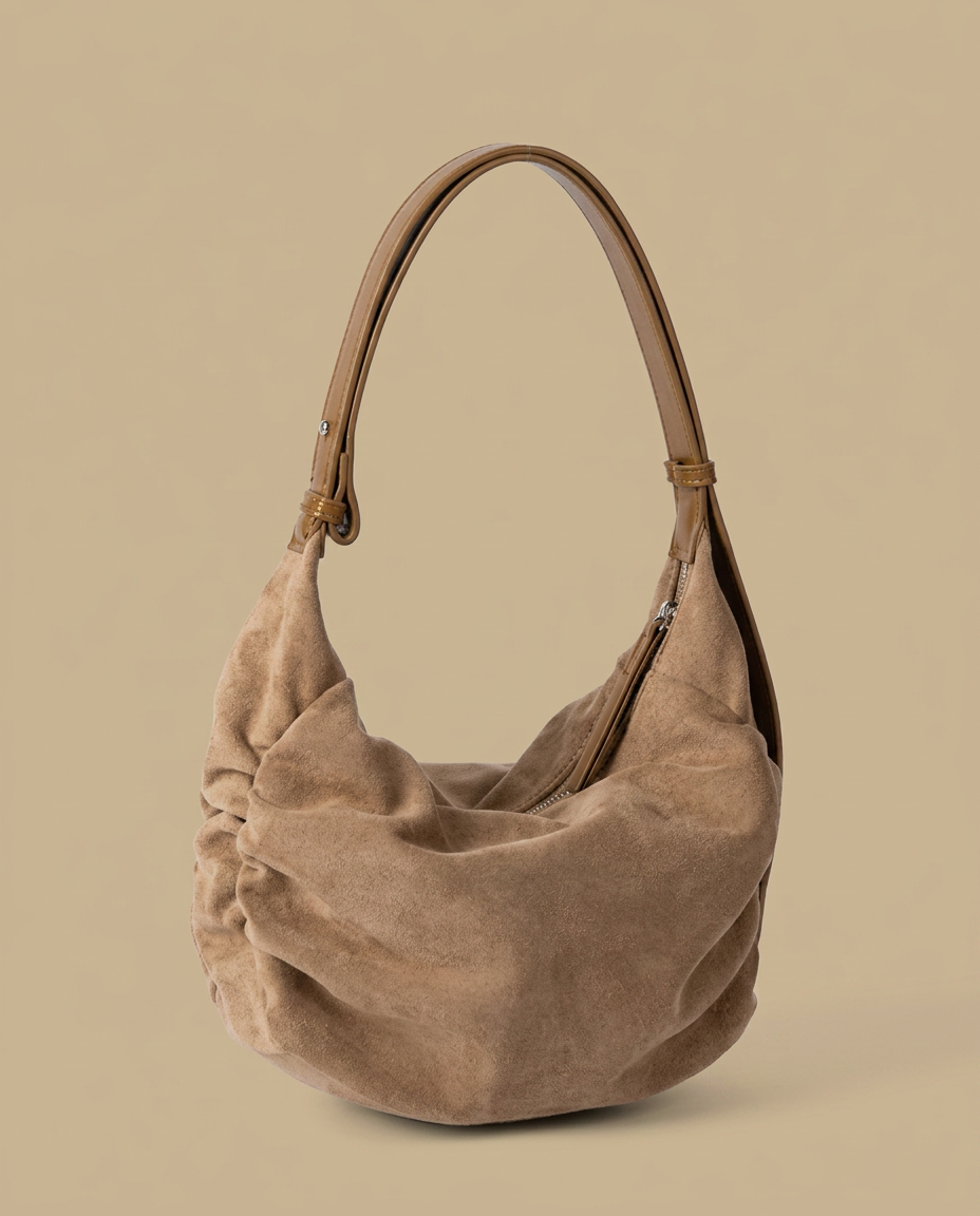 Bolso Hobo con Textura de Ante
