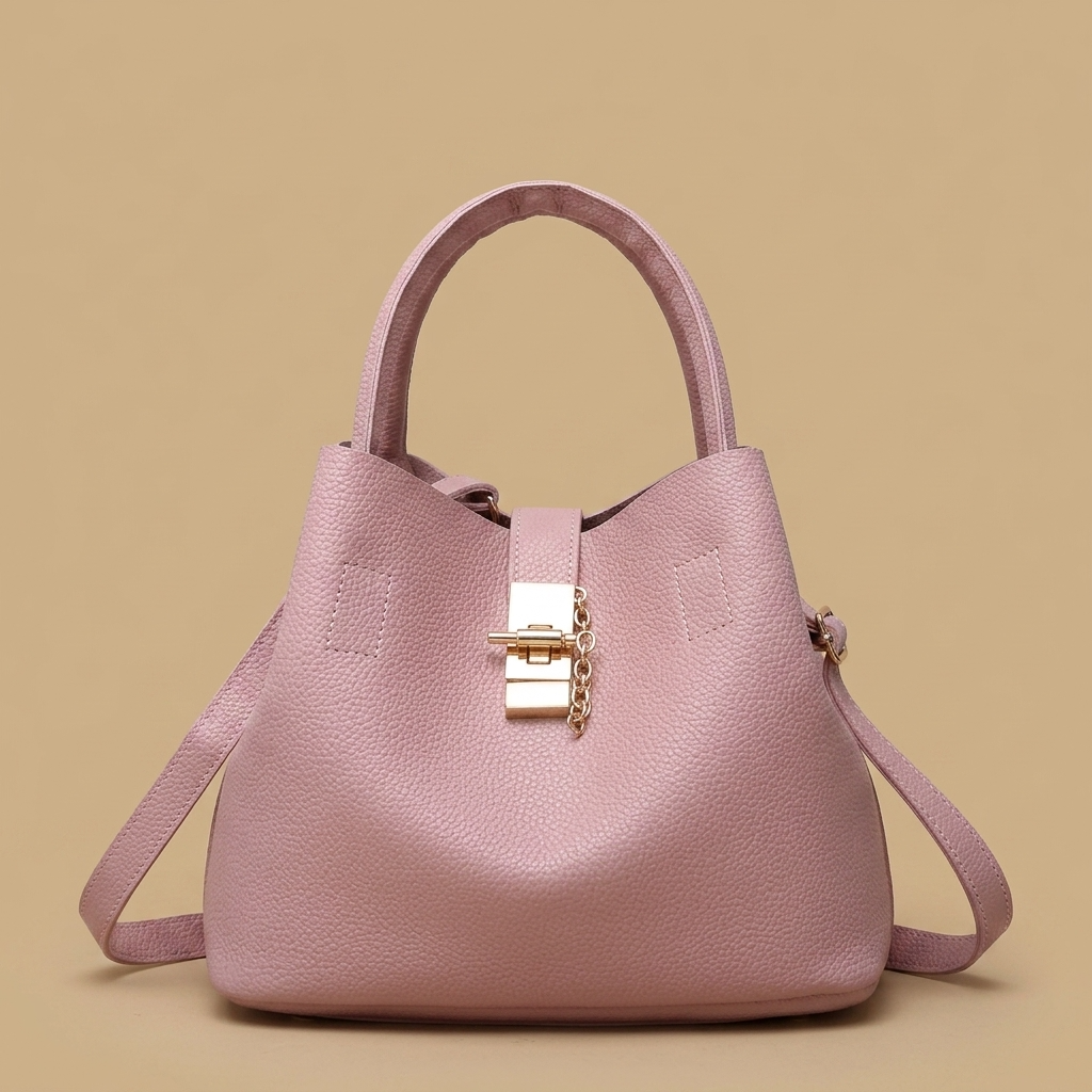 Bolso de Hombro para Mujeres de Cuero con Accesorios Dorados