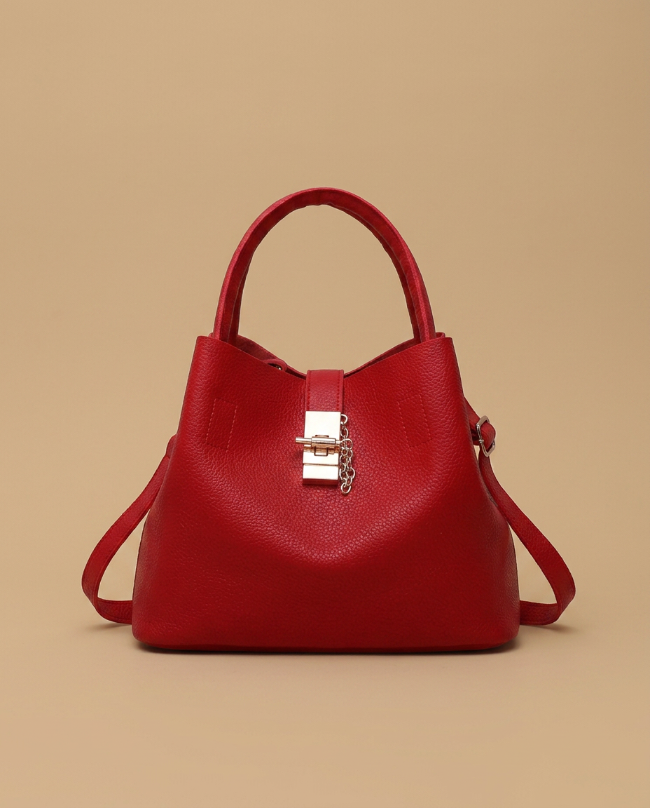Bolso de Hombro para Mujeres de Cuero con Accesorios Dorados