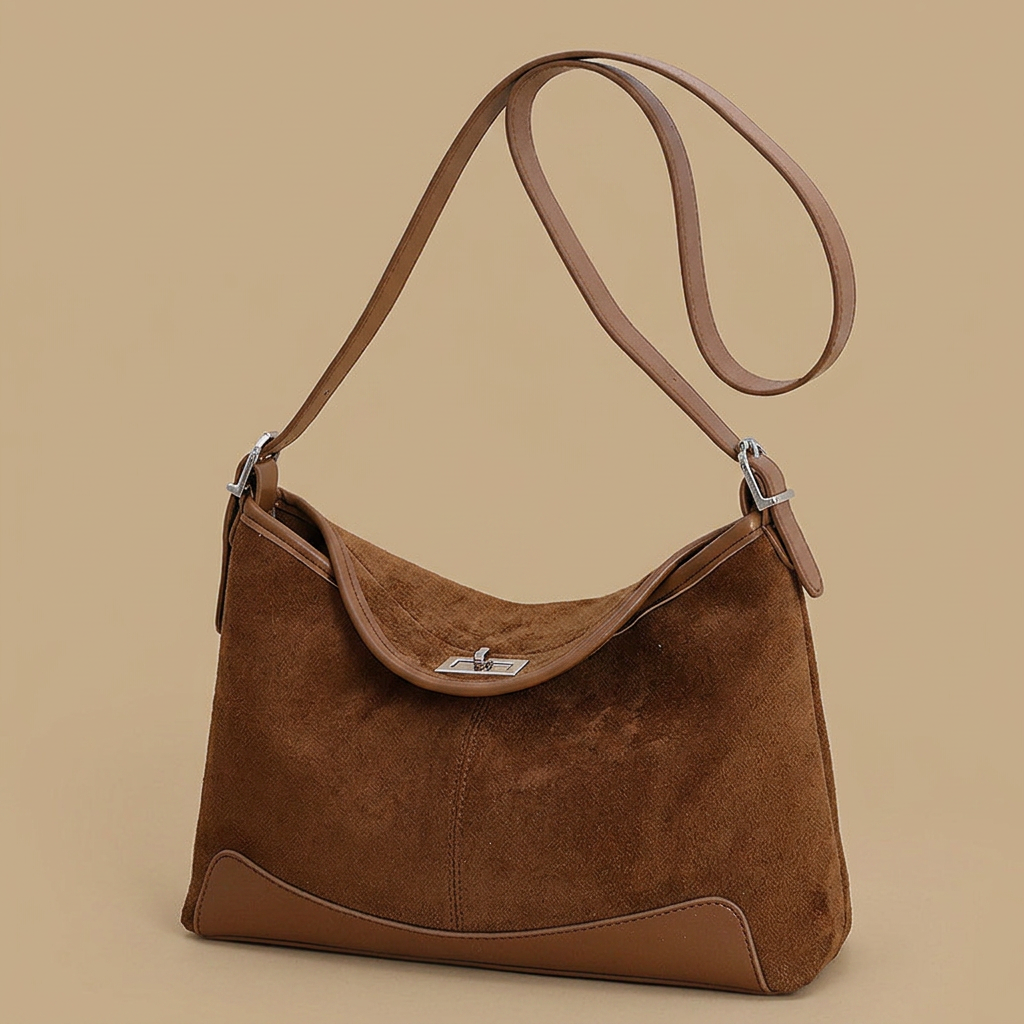 Bolso de Hombro con Panel Base en Contraste
