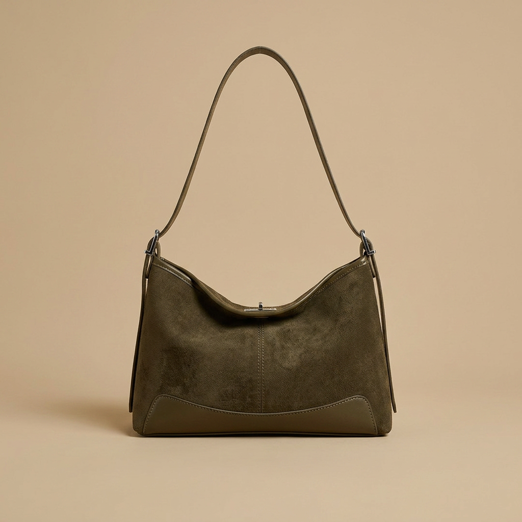 Bolso de Hombro con Panel Base en Contraste