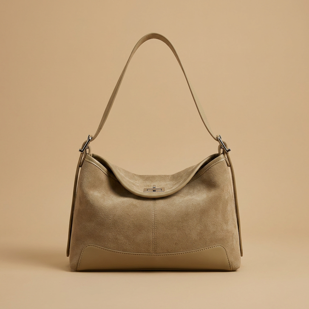 Bolso de Hombro con Panel Base en Contraste